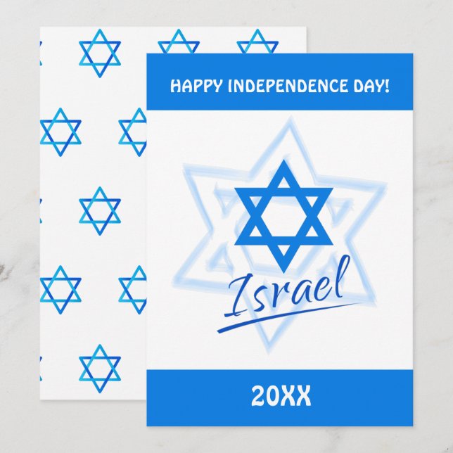 Happy Israel Independence Day Blauer Star von Davi Einladung (Vorne/Hinten)