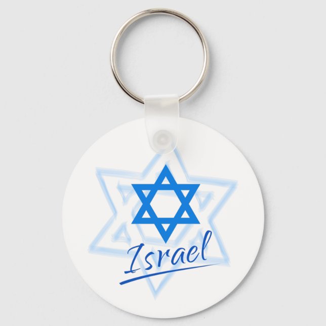 Happy Israel Independence Day Blue Star von David Schlüsselanhänger (Vorderseite)