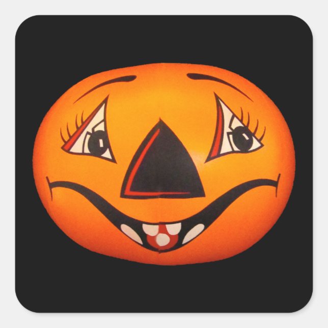 Happy Jack O’ Lantern Halloween Quadratischer Aufkleber (Vorderseite)