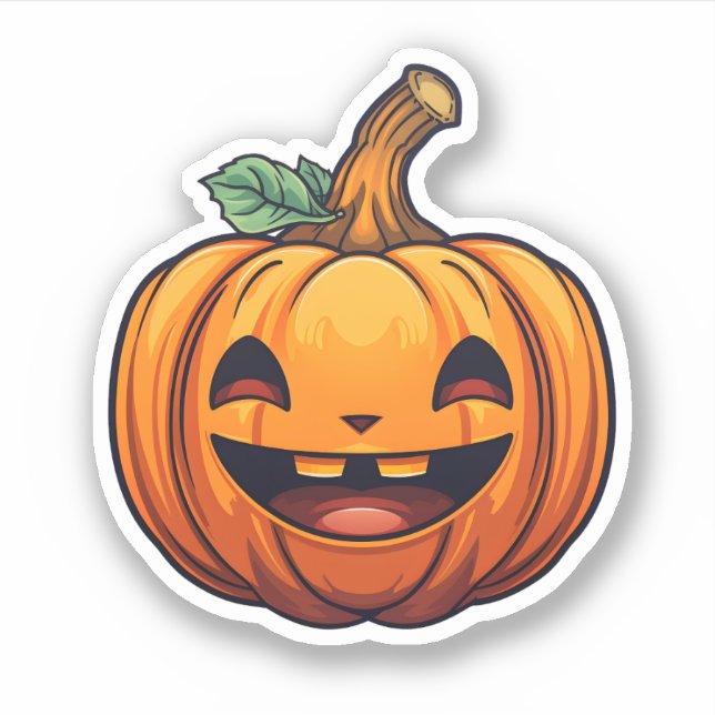 Happy Jack-O-Lantern Niedlich Halloween Orange Pum Aufkleber (Vorderseite)