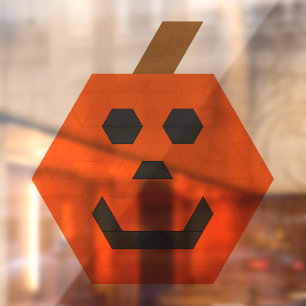 Happy Jack-o-Lantern Trapezoid Tile Fensteraufkleber