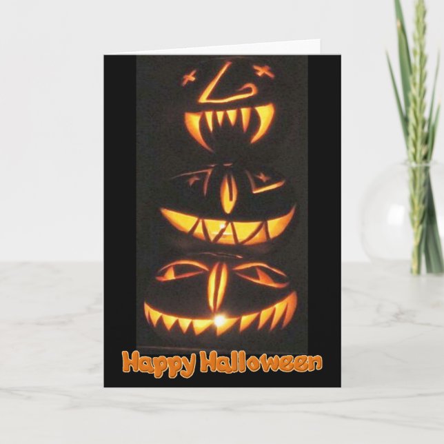 Happy Jack o'Lantern Faces Card Karte (Vorderseite)