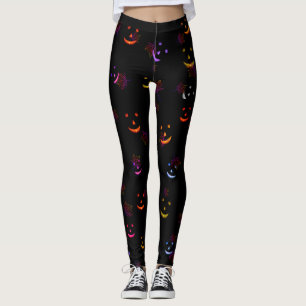 Happy Jack-o''lantern Herbstlaubs Vibrant Neon Hue Leggings