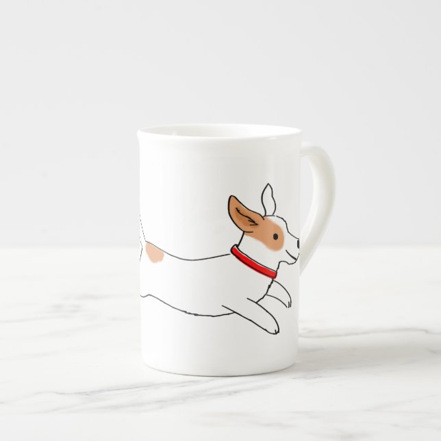 Happy Jack Russell Terrier Cartoon Dog Running Prozellantasse (Vorderseite Rechts)