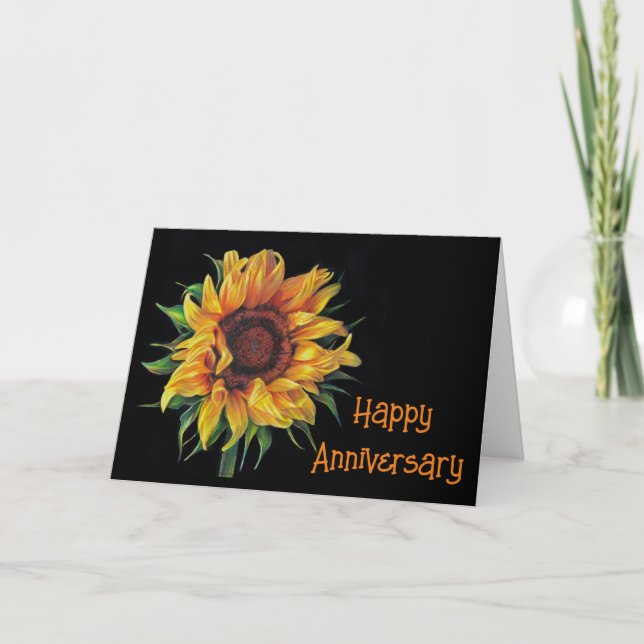 HAPPY **JAHRESTAG* SONNENBLUMENSTIL KARTE (Vorderseite)