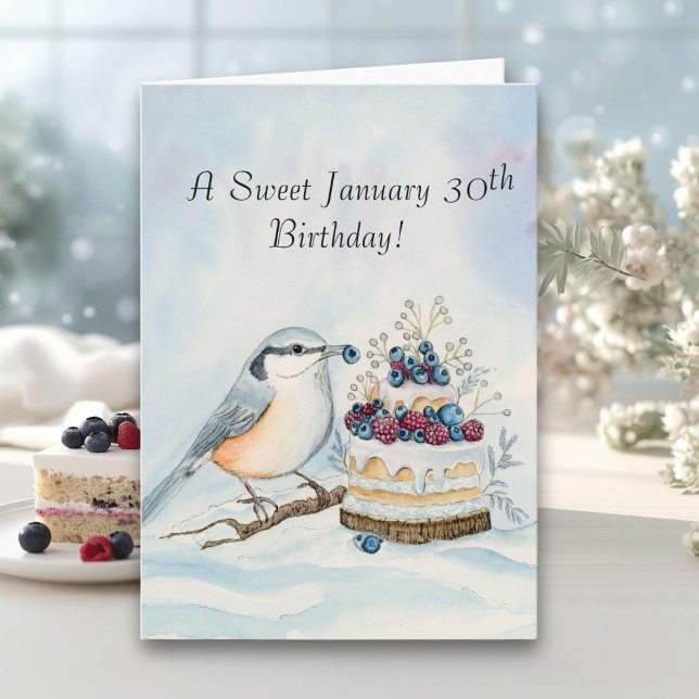 Happy January 30th Birthday Nuthatch Bird Karte (Von Creator hochgeladen)