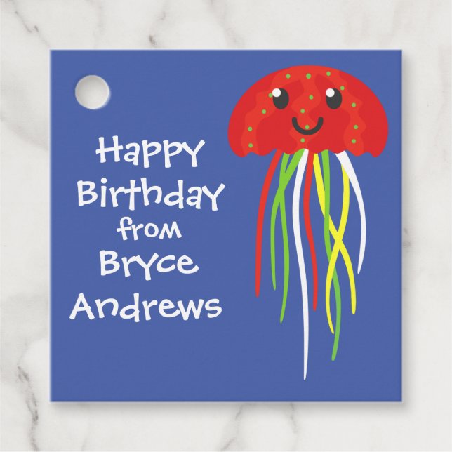 Happy Jellyfish Personalisierte Geschenke oder Lie Geschenkanhänger (Vorderseite)