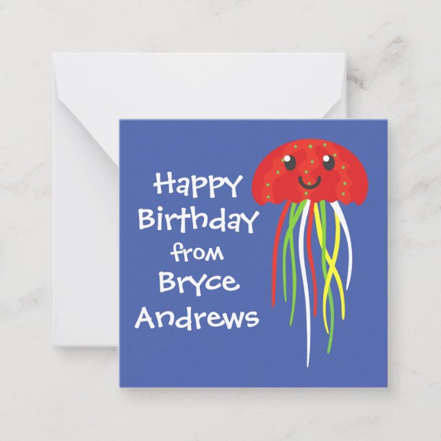 Happy Jellyfish Personalisierte Geschenkkarren Mitteilungskarte (Vorderseite)