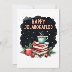 Happy Jolabokaflod Familienfeier Geschenk Feiertagskarte