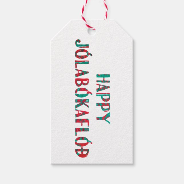 Happy Jolabokaflod (Lesezeichen) Geschenkanhänger (Vorderseite)