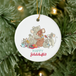 Happy Jolabokaflod Maus Weihnachten Keramik Ornament