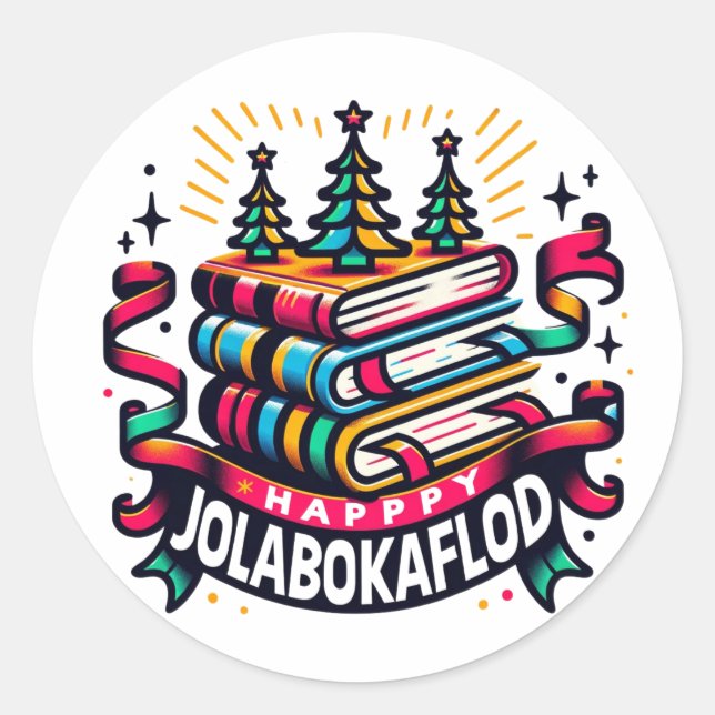 Happy Jolabokaflod Runder Aufkleber (Vorderseite)