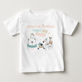 Happy Joy Niedlicher Tiere 1. Weihnachten Baby T-shirt