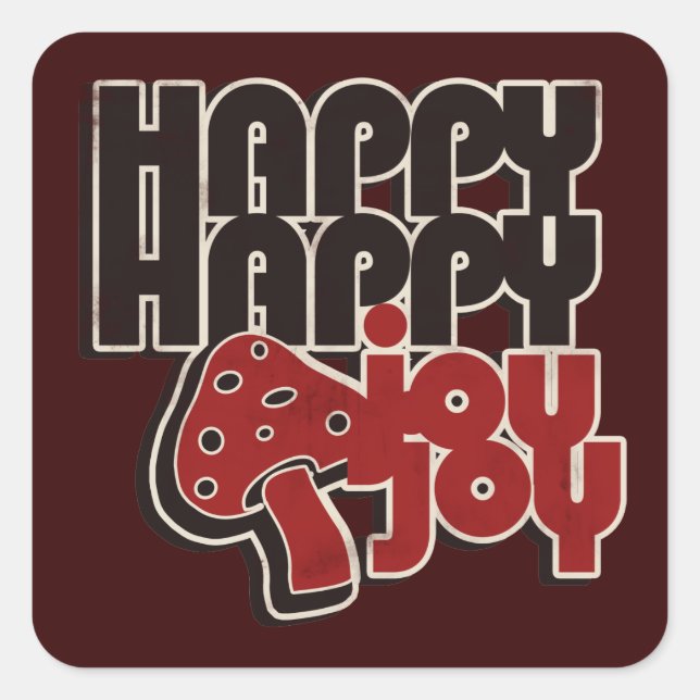 Happy Joy Quadratischer Aufkleber (Vorderseite)