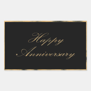 Happy Jubiläum Gold Trim und Schriftart-Skript sch Rechteckiger Aufkleber
