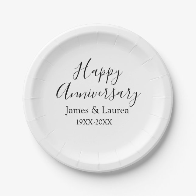 Happy Jubiläum Hochzeitstag Jahr einfache mi Pappteller (Vorderseite)