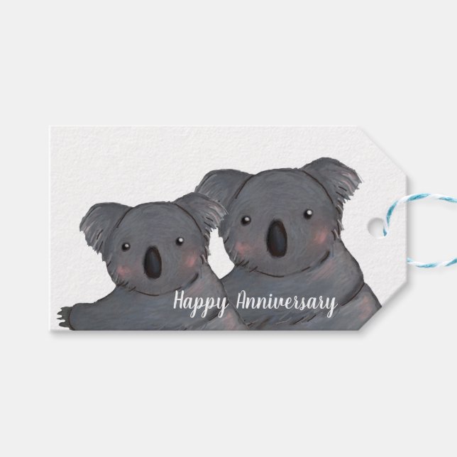 Happy Jubiläum koala Ehemann & Ehefrau Geschenkanhänger (Vorderseite (Horizontal))