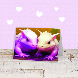 Happy Jubiläum Niedlich Axolotl Couple Liebe AI Ar Karte