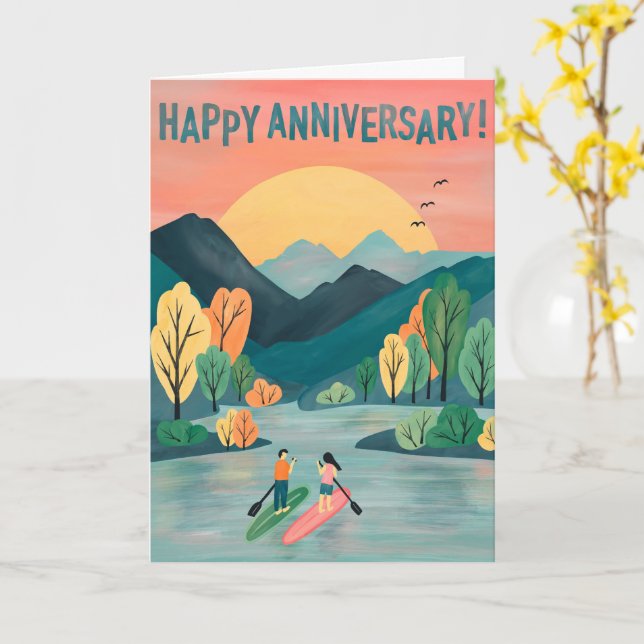 Happy Jubiläum Paddleboarding SUP Paddleboard Karte (Gelbe Blume)