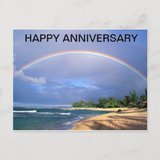 Happy Jubiläum Regenbogen über einer Strandpostkar Postkarte