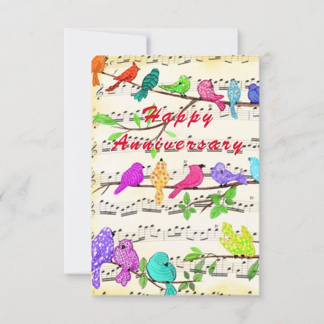 Happy-Jubiläumskarte mit Niedlichen musikalischen  (Vorderseite)