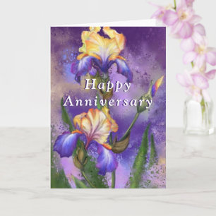 Happy-Jubiläumskarte mit schöner Iris-Blume Karte