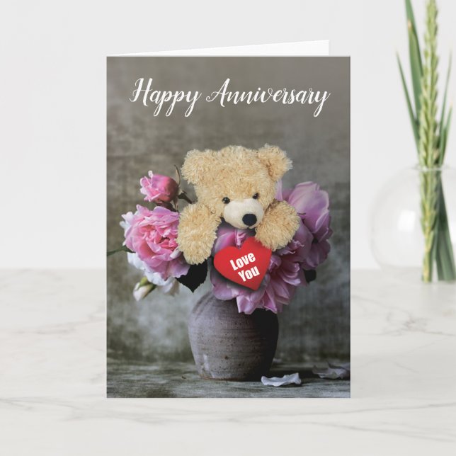 Happy-Jubiläumskarte mit Teddy Bären Dankeskarte (Vorderseite)