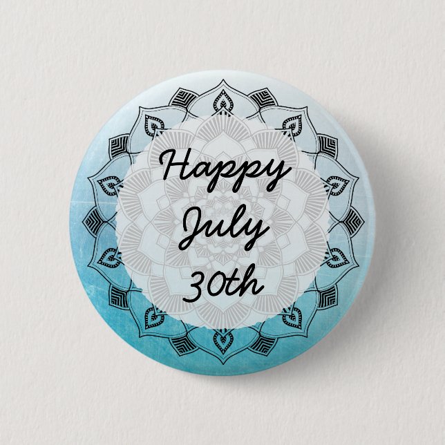 Happy July 30 Blue Mandela Message Button (Vorderseite)