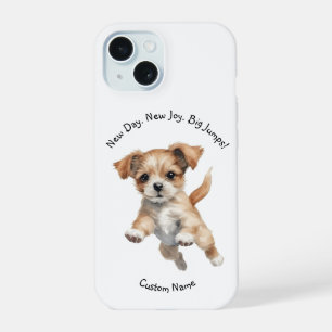 Happy Jumping Dog Art - Happy iPhone 15 Hülle