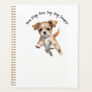 Happy Jumping Dog Art - New Day Posift Planer