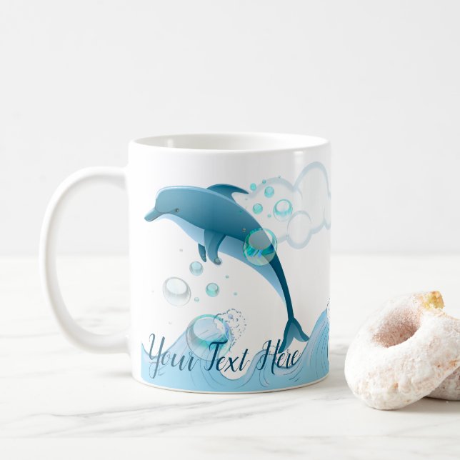 Happy Jumping Dolphin mit Blasen Kaffeetasse (Mit Donut)