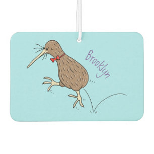 Happy Jumping Kiwi mit Bug-Krawatte Cartoon Design Autolufterfrischer