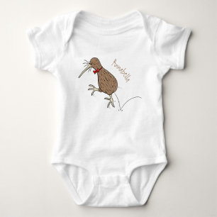 Happy Jumping Kiwi mit Bug-Krawatte Cartoon Design Baby Strampler