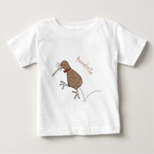 Happy Jumping Kiwi mit Bug-Krawatte Cartoon Design Baby T-shirt