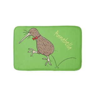 Happy Jumping Kiwi mit Bug-Krawatte Cartoon Design Badematte