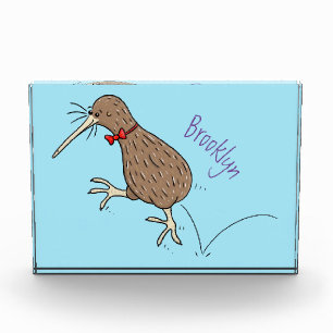 Happy Jumping Kiwi mit Bug-Krawatte Cartoon Design Fotoblock