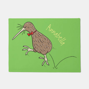 Happy Jumping Kiwi mit Bug-Krawatte Cartoon Design Fußmatte