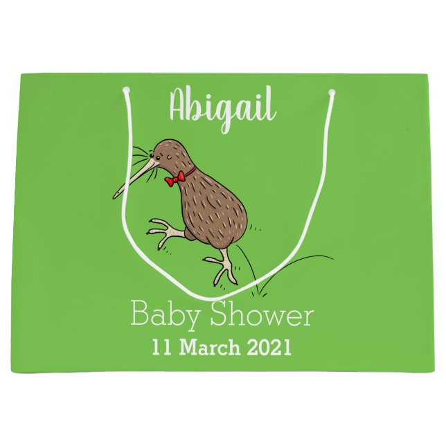 Happy Jumping Kiwi mit Bug-Krawatte Cartoon Design Große Geschenktüte (Vorderseite)