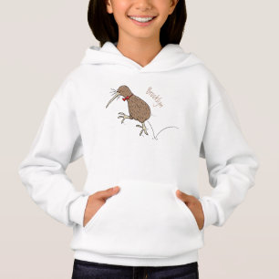 Happy Jumping Kiwi mit Bug-Krawatte Cartoon Design Hoodie