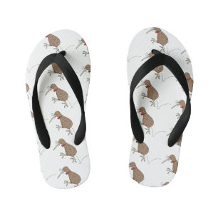 Happy Jumping Kiwi mit Bug-Krawatte Cartoon Design Kinderbadesandalen