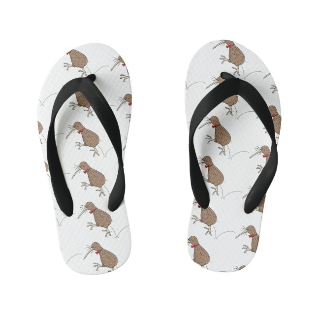 Happy Jumping Kiwi mit Bug-Krawatte Cartoon Design Kinderbadesandalen (Fußbett)