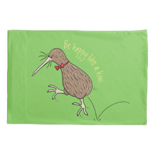 Happy Jumping Kiwi mit Bug-Krawatte Cartoon Design Kissenbezug