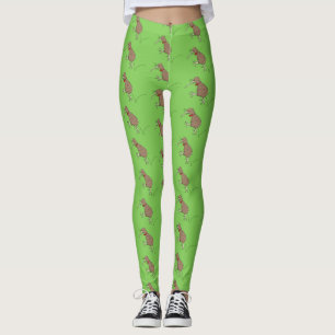 Happy Jumping Kiwi mit Bug-Krawatte Cartoon Design Leggings