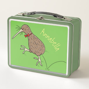 Happy Jumping Kiwi mit Bug-Krawatte Cartoon Design Metall Brotdose
