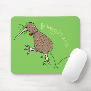 Happy Jumping Kiwi mit Bug-Krawatte Cartoon Design Mousepad