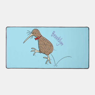 Happy Jumping Kiwi mit Bug-Krawatte Cartoon Design Schreibtischunterlage
