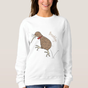 Happy Jumping Kiwi mit Bug-Krawatte Cartoon Design Sweatshirt