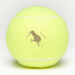 Happy Jumping Kiwi mit Bug-Krawatte Cartoon Design Tennisbälle