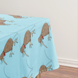 Happy Jumping Kiwi mit Bug-Krawatte Cartoon Design Tischdecke