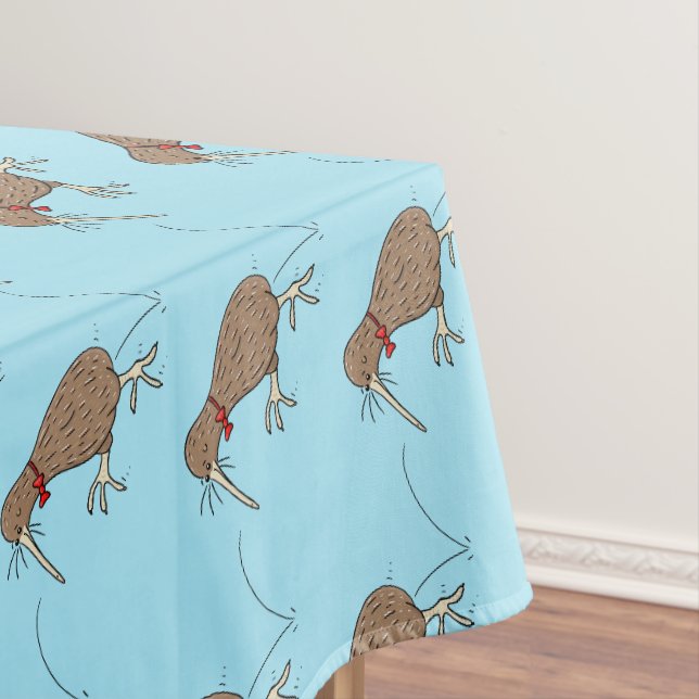 Happy Jumping Kiwi mit Bug-Krawatte Cartoon Design Tischdecke (Beispiel)
